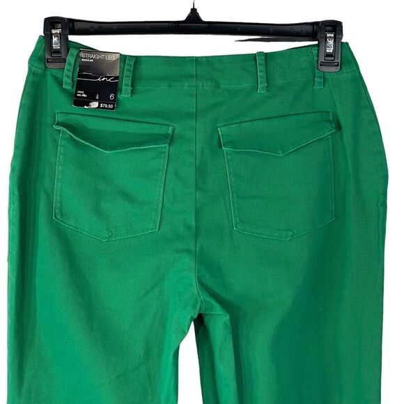 INC International Concepts SZ 6 Straight Leg Crop Jeans Mid-Rise Zip Ankle Green - Picture 6 of 12